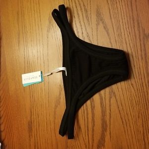 NWT Seafolly Inca Ribbed Brazilian Cut Bikini Bottom in Black Women's US…